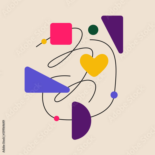 Modern geometric composition of various shapes. Illustration for design. Abstract background in the trend chart.