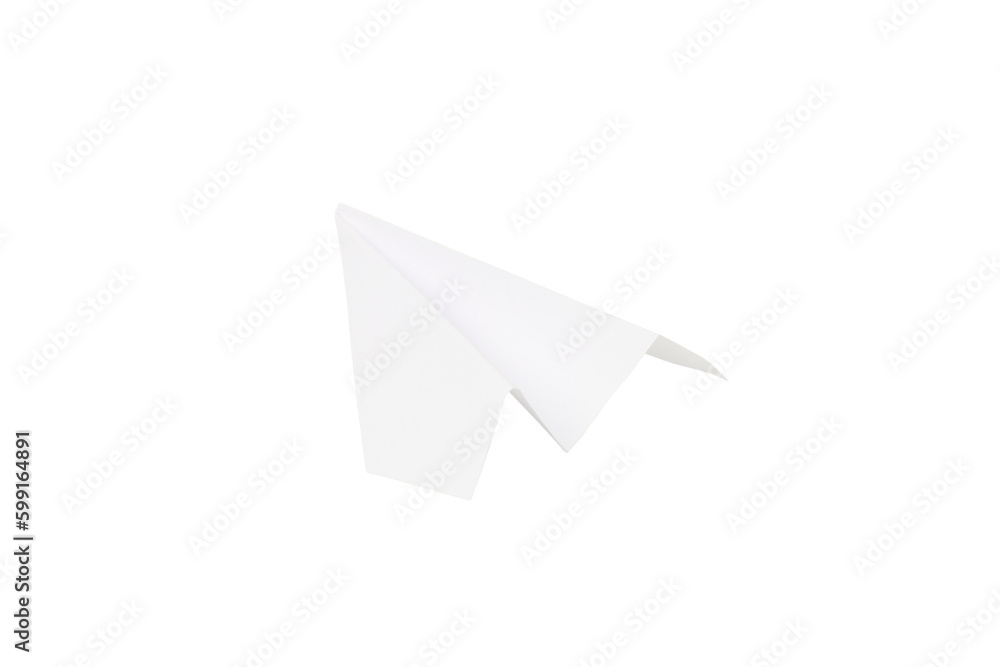 White paper plane isolated on white background White paper plane isolated on white background