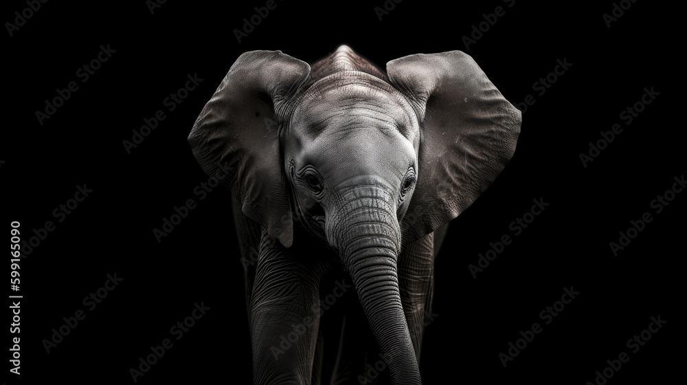 Baby Elephant, minimalistic background. Generative AI