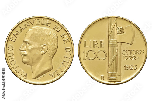Old coin. Italian Coin. Vector illustration.
