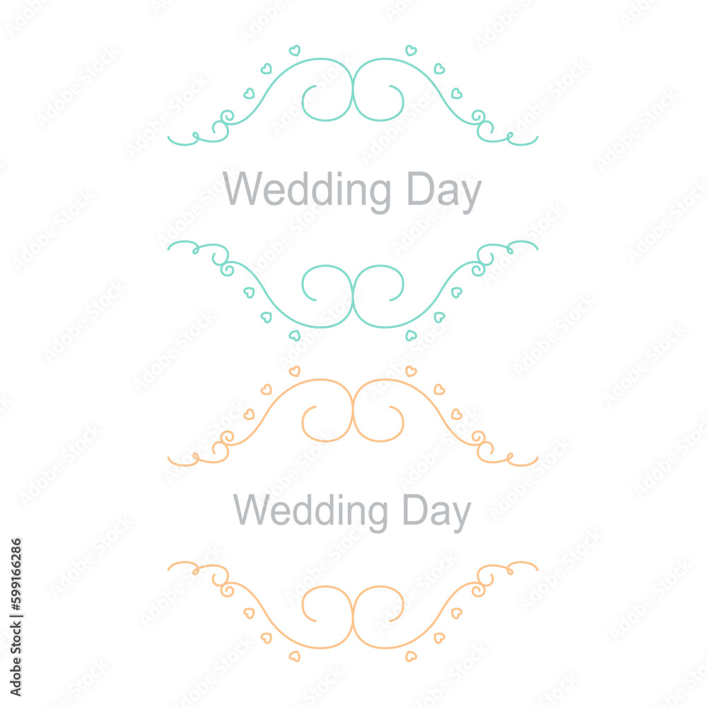 WEDDING DAY ORNAMENTAL LABELS, TAGS COLLECTION ISOLATED ON WHITE