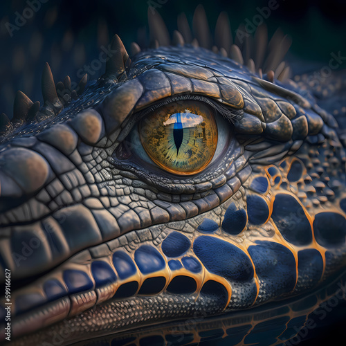 Crocodile Close Up. Generative AI © Darwis