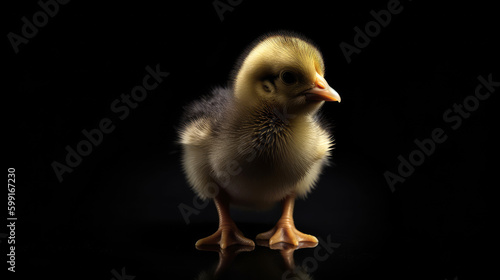 Baby Chicken  minimalistic background. Generative AI