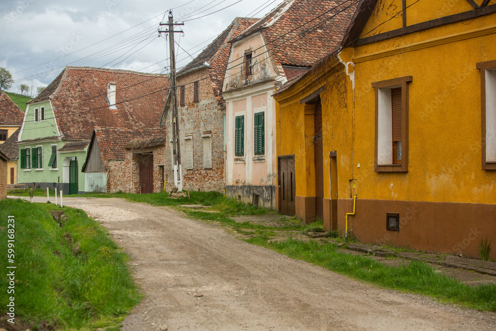 Biertan a very beautiful medieval village in Transylvania, Romania. A historical town in Romania that has preserved the Frankish and Gothic architectural style. Travel photo.