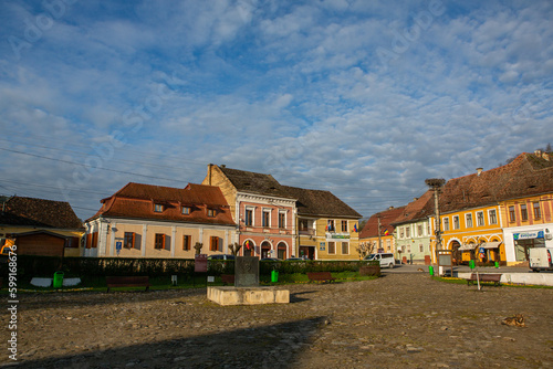 Biertan a very beautiful medieval village in Transylvania, Romania. A historical town in Romania that has preserved the Frankish and Gothic architectural style. Travel photo.