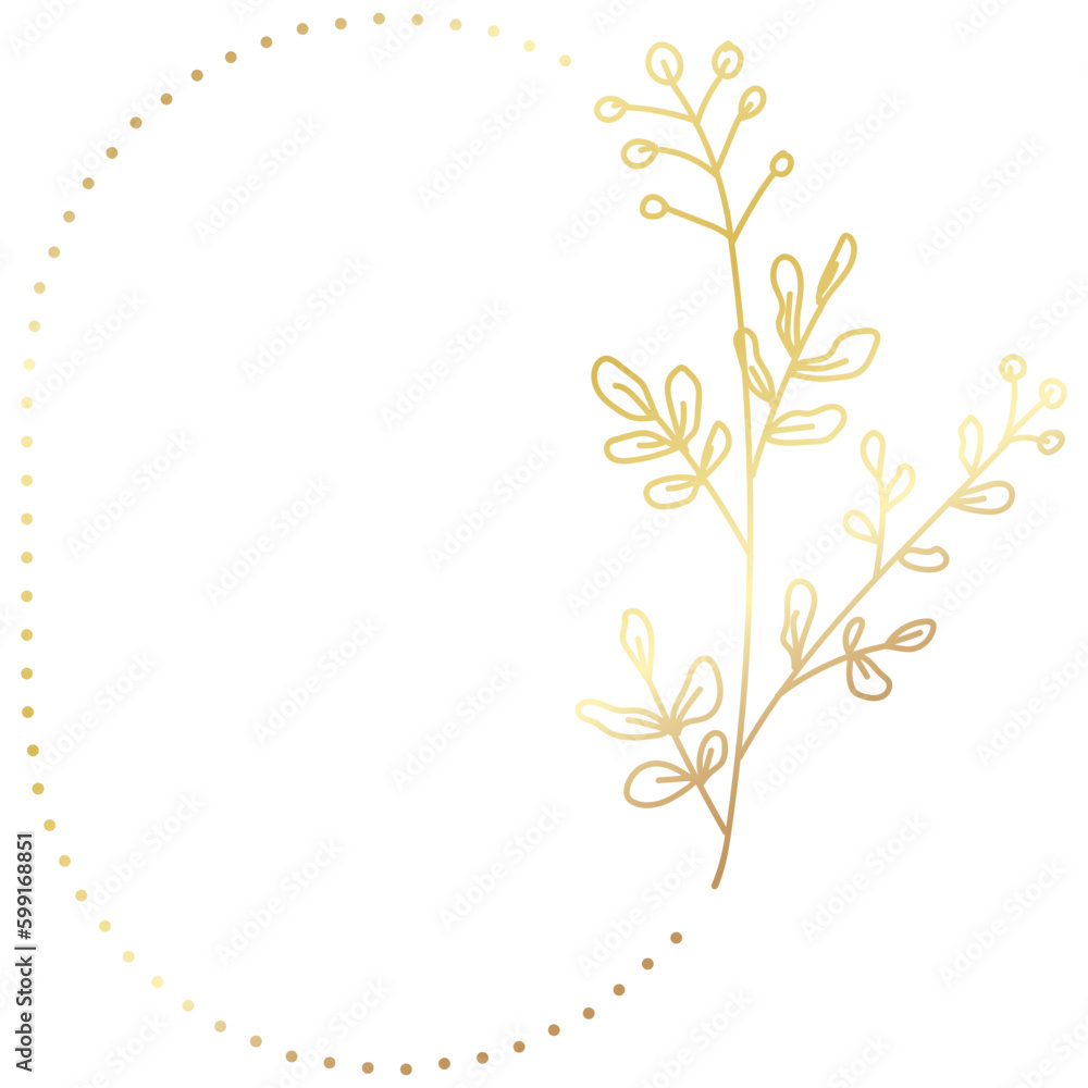 Gold floral frame minimalist