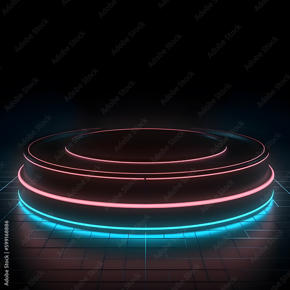 3d podium mockup with neon effect,stand product minimalist ,generative ai 3d podium mockup with neon effect,stand product minimalist ,generative ai