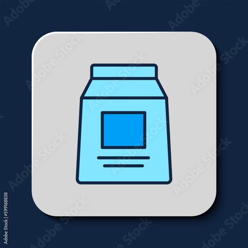 Filled outline Sports nutrition bodybuilding proteine power drink and food icon isolated on blue background. Vector