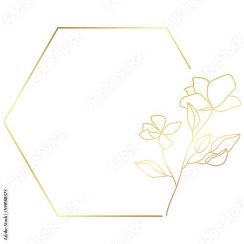 Gold floral frame minimalist