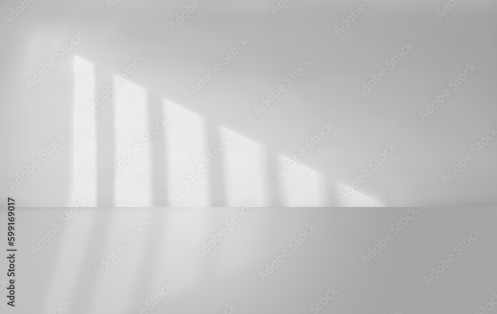 Abstract white empty room interior with light.