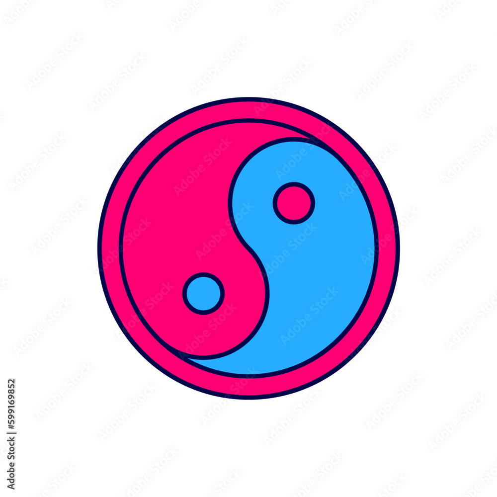 Filled outline Yin Yang symbol of harmony and balance icon isolated on white background. Vector Filled outline Yin Yang symbol of harmony and balance icon isolated on white background. Vector