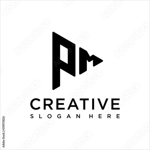 PM Letter Logo Design Template