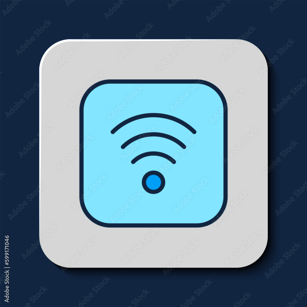Filled outline Wi-Fi wireless internet network symbol icon isolated on blue background. Vector Filled outline Wi-Fi wireless internet network symbol icon isolated on blue background. Vector
