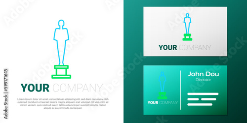 Line Movie trophy icon isolated on white background. Academy award icon. Films and cinema symbol. Colorful outline concept. Vector