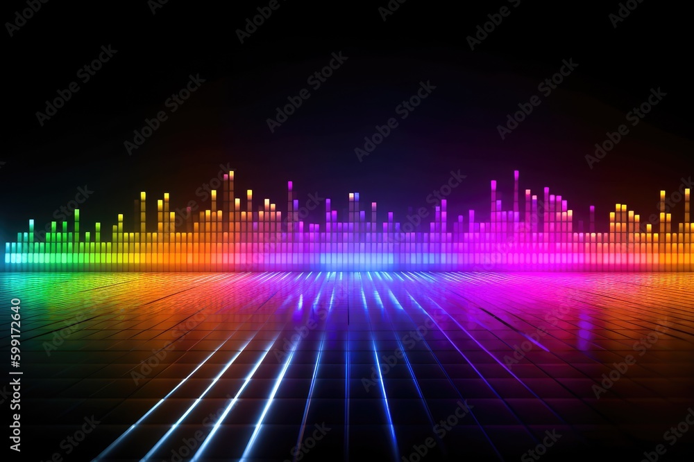 Abstract colorful background wall for photography with multi color equalizer shapes Generative AI Illustration