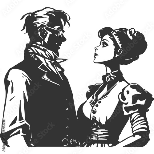 Untrusting Gaze Vintage Illustration Vector