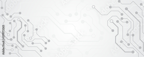 Circuit board electronic or electrical line on white tech background. Abstract technology background with various technology elements. Hi-tech communication concept innovation background. 