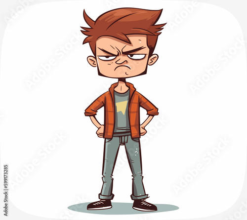 angry kid boy vector. child expression, sad baby, grumpy mad, annoyed little, young bad angry kid boy web flat cartoon illustration