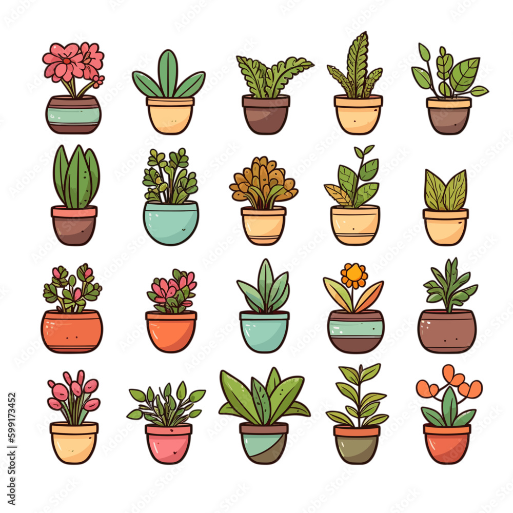 set of plants and pots style 4 set of plants and pots style 4