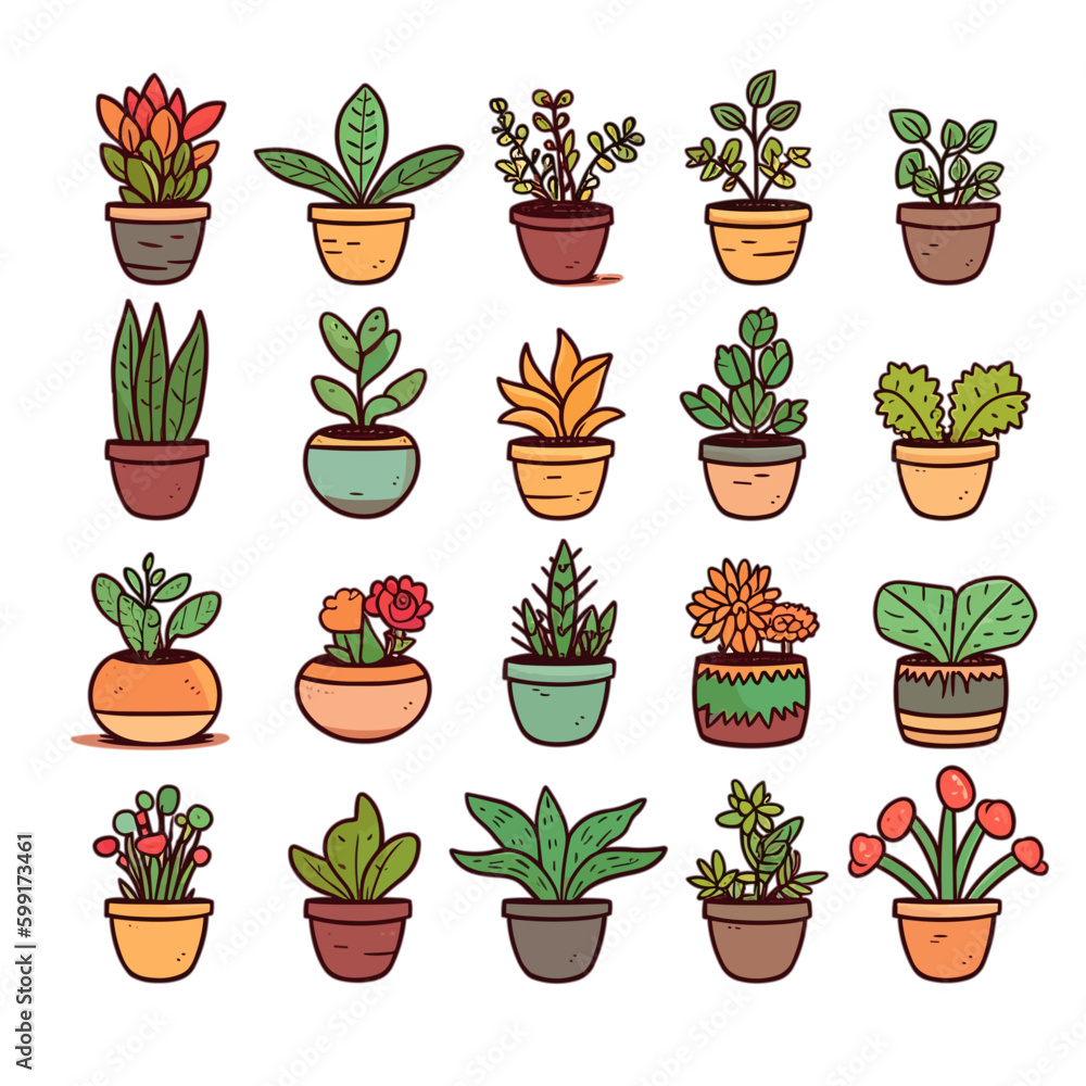 set of plants and pots style 2 set of plants and pots style 2