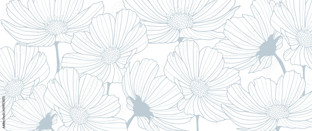 Pale blue floral vector background for decor, covers, wallpapers, cards and presentations