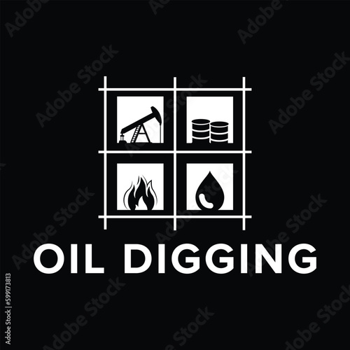 Abstract image of oil production. Illustration on black background. photo