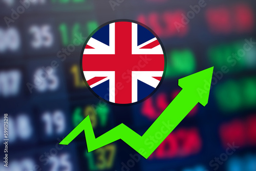 United Kingdom stock market rate increase illustration poster design.