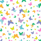 Colorful butterfly confetti background for holiday, postcard, birthday or children's parties, vector