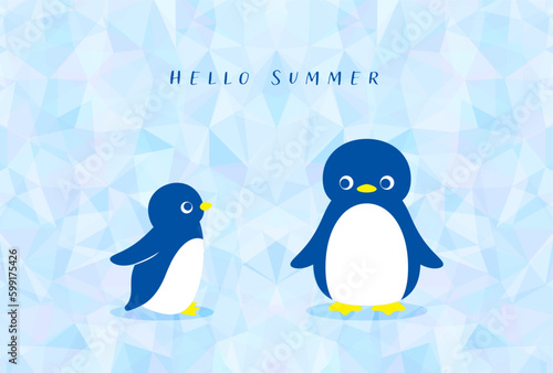 vector background with penguins on the ice for banners, cards, flyers, social media wallpapers, etc.