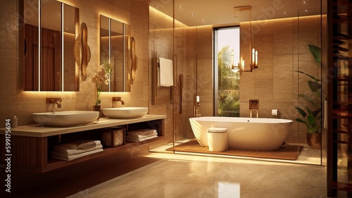 Large  VIP bathrooms with luxury interior design are contemporary and luxurious. GENERATE AI