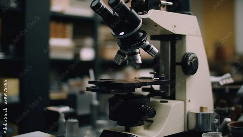 Laboratory scene with a functional scientific microscope Laboratory scene with a functional scientific microscope