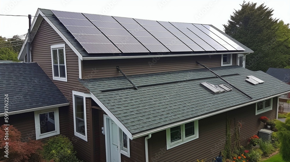 installation of solar panels on a home. GENERATE AI installation of solar panels on a home. GENERATE AI