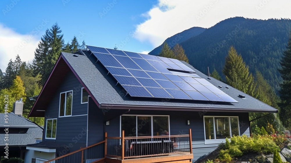 installation of solar panels on a home. GENERATE AI installation of solar panels on a home. GENERATE AI
