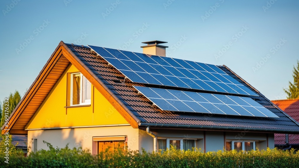 installation of solar panels on a home. GENERATE AI installation of solar panels on a home. GENERATE AI