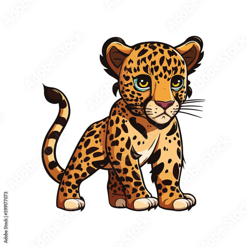 vector cute jaguar cartoon style
