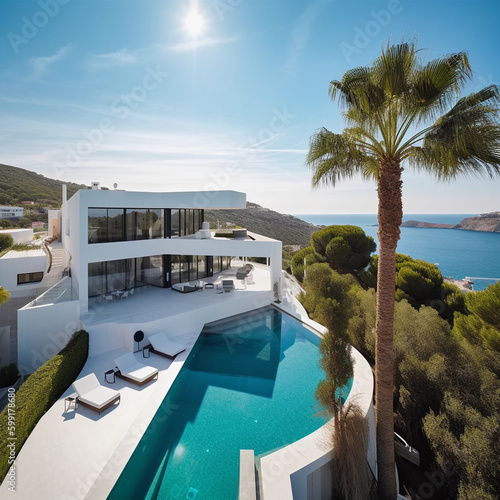 Luxury Villa with a pool in Ibiza - Generative AI