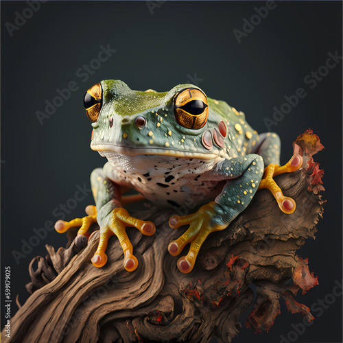 Tree Frog Close Up. Generative AI