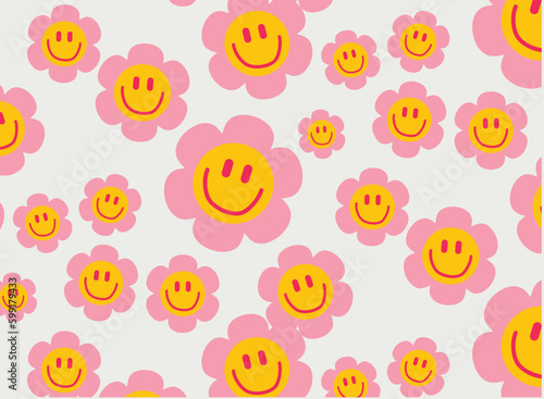 Groove Smile Patterns Pink Color. backgrounds in trendy retro trippy y2k style
