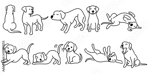 Hand drawn cute dogs doodles set. Vector illustration on white background.
