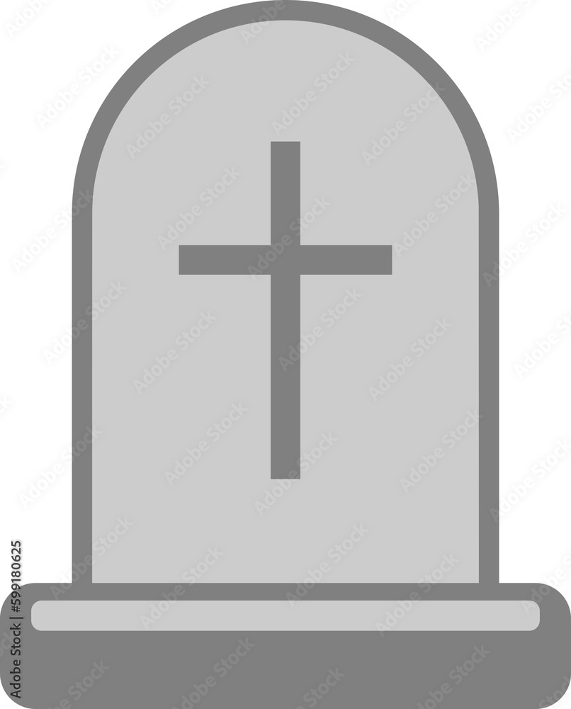 Grave tomb with cross halloween icon PNG