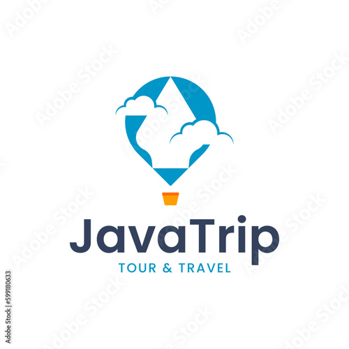 Modern logo combination of hot air balloon, puppet and cloud. It is suitable for travel companies and the like.
