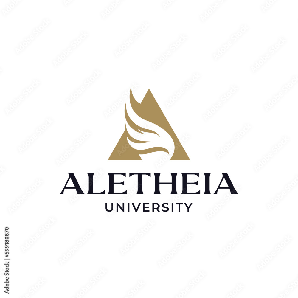 A unique logo combination of the letter A and wings. It is suitable for financial companies, universities or others.