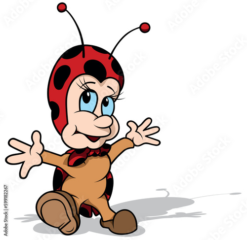 Cute Blue-eyed Ladybird wit...