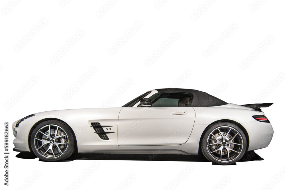 Luxusfahrzeug Mercedes SLS seitlich freigestellt Stock Photo | Adobe Stock