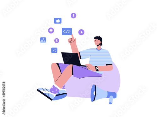Social Media Content Creator Youtuber Instagram Ads Endorsement Facebook Twitter Tiktok Video Photo Model Digital Marketing campagin Illustration