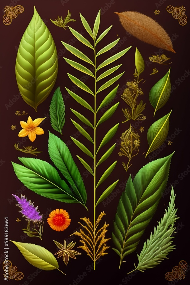 Obraz premium leaves on a black background