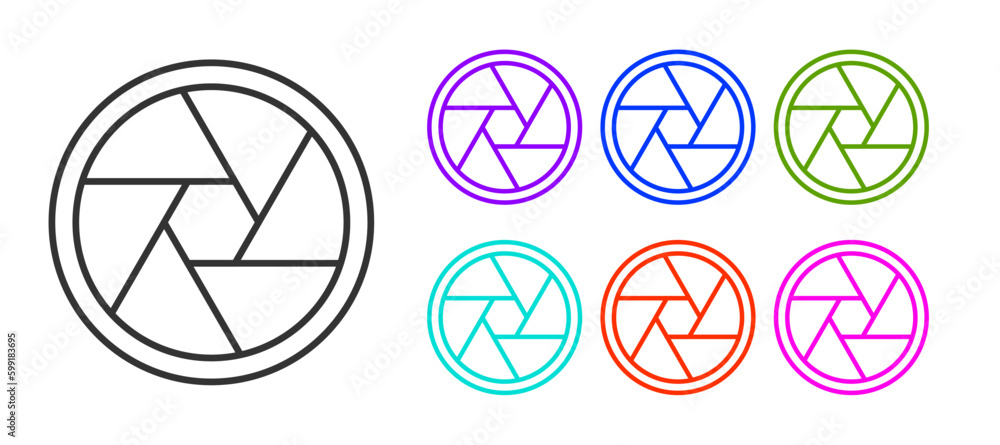 Black line Camera shutter icon isolated on white background. Set icons colorful. Vector Black line Camera shutter icon isolated on white background. Set icons colorful. Vector