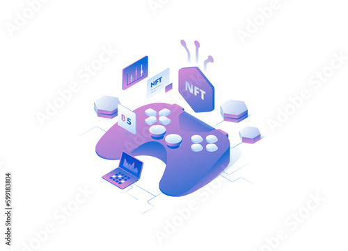 Isometric Crypto Currency Cryptocurrency Illustration Blockchain trading investment conversion security NFT Wallet Game Music Movie Product Digital Mining Technology IOT IT