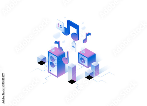Isometric Crypto Currency Cryptocurrency Illustration Blockchain trading investment conversion security NFT Wallet Game Music Movie Product Digital Mining Technology IOT IT