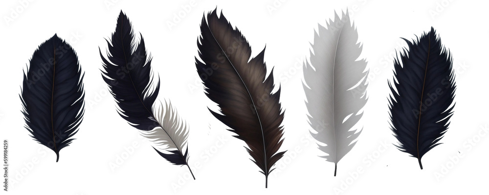 Set of bird feathers on transparent background, ai generated Stock ...